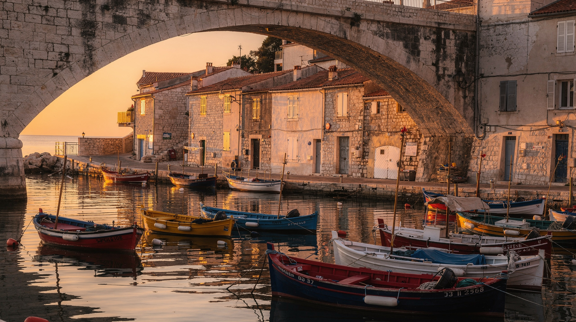 Sonnenuntergang am Vallon des Auffes — Der Fischerhafen unter der Corniche — Marseilles still schönster Ort und unser L