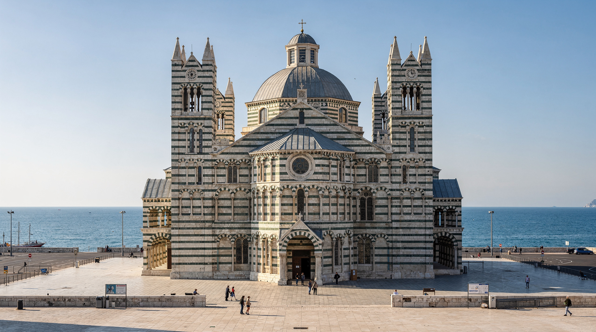 Cathédrale de la Major: Marseilles gestreifte byzantinische Kathedrale — La Major — romanisch-byzantinische Kathedrale Marseilles (1893), gestreifte Stei