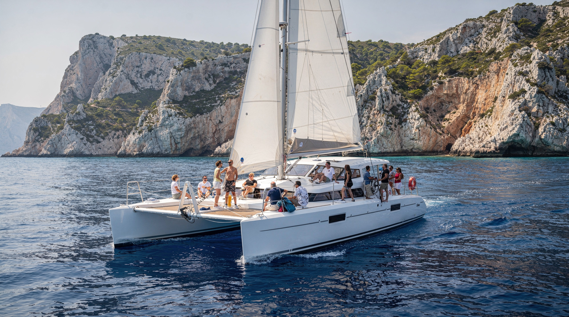Katamarankreuzfahrten in Marseille: Segeln vs. Motor, Mittagessen, Familien und Erwachsene — Katamarankreuzfahrten in Marseille: Segeln vs. Motor, Gruppengrößen, Verpflegung