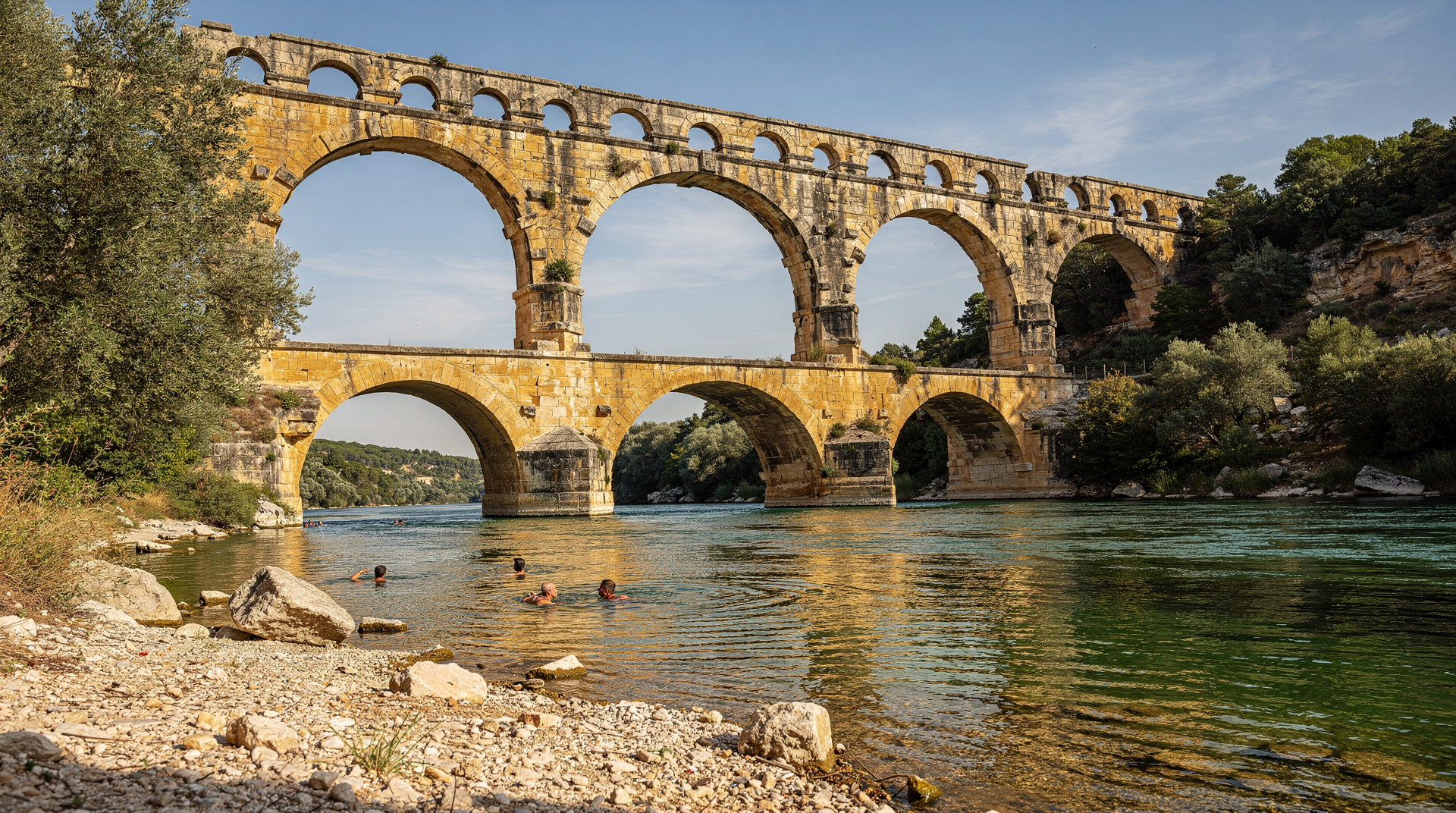 Pont du Gard als Tagesausflug ab Marseille: der römische Aquädukt-Reiseführer — Pont du Gard ab Marseille — 1h30 mit dem Auto, Parken 9 EUR, Museum, Flussschwim